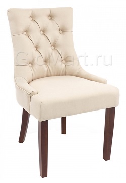 Мягкие стулья с обивкой из ткани на деревянном каркасе. Цвет бежевый/орех.