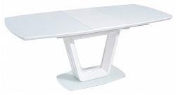Раскладной стол из МДФ со стеклом. Цвет белый матовый.
