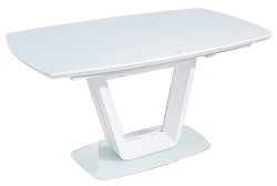 Раскладной стол из МДФ со стеклом. Цвет белый матовый. 