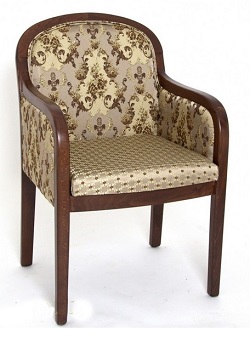 Кресло натурального дерева в сочетании с мебельной тканью. Цвет темный орех.