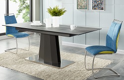 Раскладной прямоугольный стол из керамики на основе МДФ. Цвет серый.