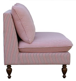 Кресло с подушками для отдыха. Расцветка: полоска/клетка цвета вишни.