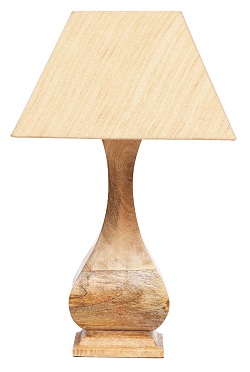 Лампа настольная с деревянным основанием и абажуром из ткани. Цвет натуральный. 