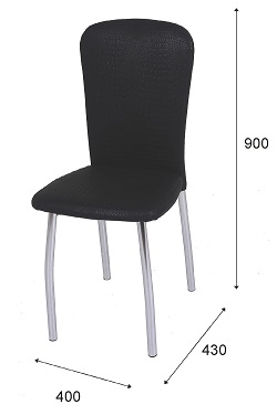 Металлический стул с мягкой спинкой.Схема с размерами.
