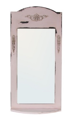 Высокое зеркало Прованс с полкой розовое.