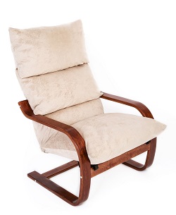 Кресло-качалка. Цвет ткани карамель, цвет каркаса вишня.