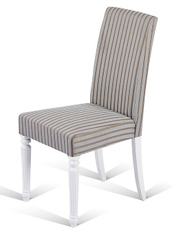 Классический деревянный стул из массива гевеи с тканевой обивкой. Цвет обивки серый