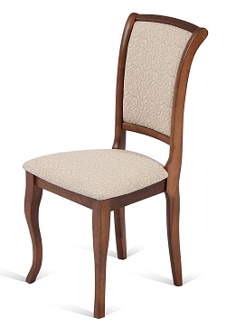 Деревянный стул из массива гевеи с тканевой обивкой. Цвет орех. 