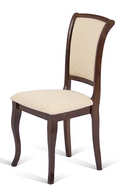 Деревянный стул из массива гевеи с тканевой обивкой. Цвет орех шоколадный(Тобакко)