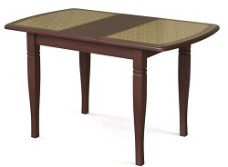 Обеденный раскладной стол из массива бука и искусственной кожи.