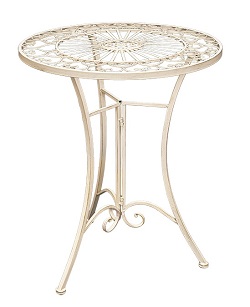 Круглый ажурный стол из металла. Цвет: белый.