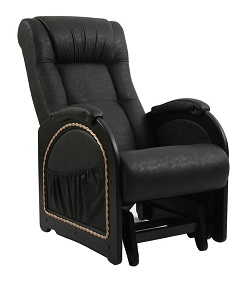 Кресло-качалка с маятниковым механизмом из экокожи. Цвет черный.