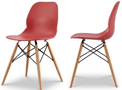 Дизайнерские стулья на деревянной основе. Цвет красный.