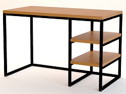 Рабочий стол из массива березы на металлическом каркасе. Цвет: коричневый.