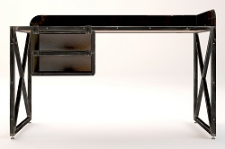 Рабочий стол из металла с деревянной столешницей. Цвет: черный.