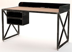 Рабочий стол из металла с деревянной столешницей. Цвет: черный.