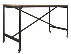 Рабочий стол из металла с деревянной столешницей. Цвет: коричневый. 
