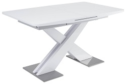 Прямоугольный раскладной стол со стеклянной столешницей на основе МДФ. Цвет белый.