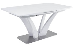 Прямоугольный раскладной стол со стеклянной столешницей на основе МДФ. Цвет белый глянец. 