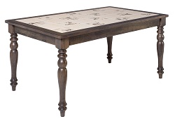 Нераскладной стол из массива гевеи с плиткой 