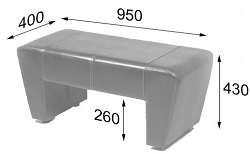 Банкетка на ножках из экокожи или кожи. Габаритные размеры.