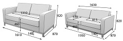 Двух-и трехместные диван из экокожи. Габаритные размеры.
