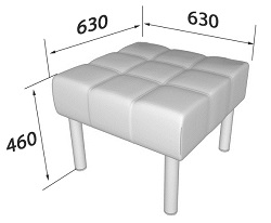 Пуф из экокожи на металлических ножках. Габаритные размеры.
