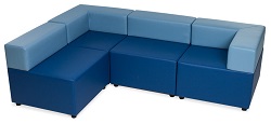 Угловой диван из секций. Цвет голубой/синий.