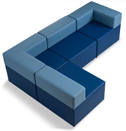 Угловой диван из секций. Цвет голубой/синий.