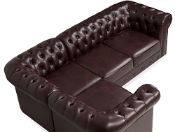 Угловой диван из натуральной кожи. Цвет коричневый.