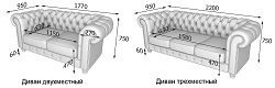 Двух-и трехместные диваны. Габаритные размеры.