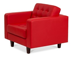Мягкое кресло из экокожи. Цвет красный.