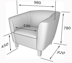 Мягкое кресло из экокожи. Габаритные размеры.