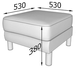 Пуф из экокожи на металлических ножках. Габаритные размеры.