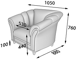 Кресло из экокожи. Габаритные размеры. 