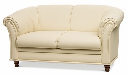 Двухместный диван из экокожи. Цвет белый.