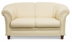 Двухместный диван из экокожи. Цвет белый.