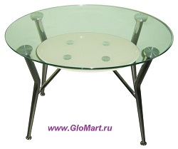 Овальный стеклянный стол с полочкой FS-10190