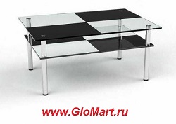 Прямоугольный столик из стекла с подстольем FS-10193