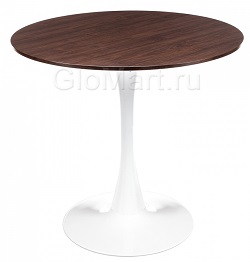 Круглый стол из МДФ и металла. Цвет орех/белый.