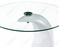 Стильный журнальный столик из стекла и пластика. Цвет прозрачный/белый.
