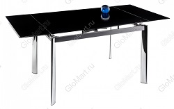 Обеденный раскладной стол со стеклянной столешницей. Цвет черный. 
