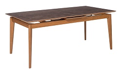 Раскладной прямоугольный стол из керамики на деревянном каркасе. Цвет капучино.