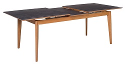 Раскладной прямоугольный стол из керамики на деревянном каркасе. Цвет черный.