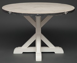 Деревянный обеденный стол. Цвет белый/белый состаренный. 