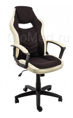 Офисное(компьютерное) кресло из искусственной кожи. Цвет черный/бежевый.