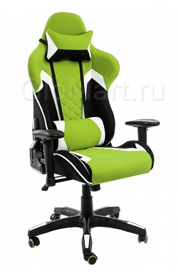 Офисное(компьютерное) кресло из ткани. Цвет черный/зеленый. 