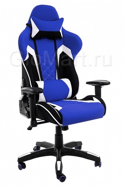 Офисное(компьютерное) кресло из ткани. Цвет черный/синий. 