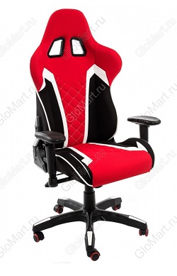 Офисное(компьютерное) кресло из ткани. Цвет черный/красный. 
