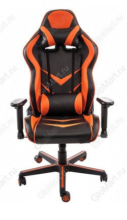 Офисное(компьютерное) кресло из искусственной кожи. Цвет черный/оранжевый.